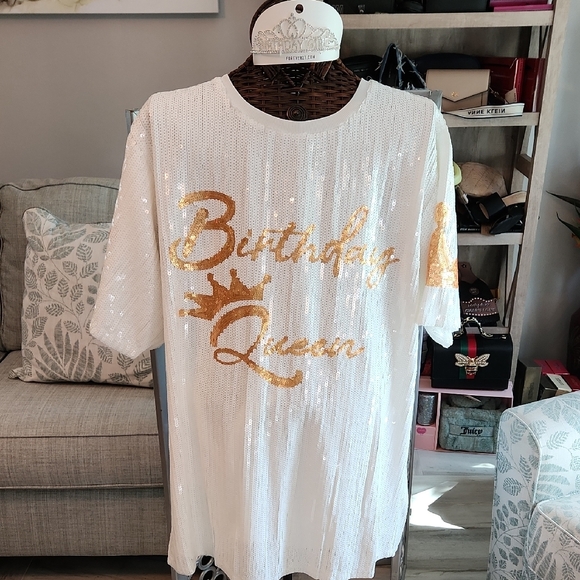 Forever 21 White and Gold Mini Dress Crew Neck Short Sleeve - Picture 1 of 9